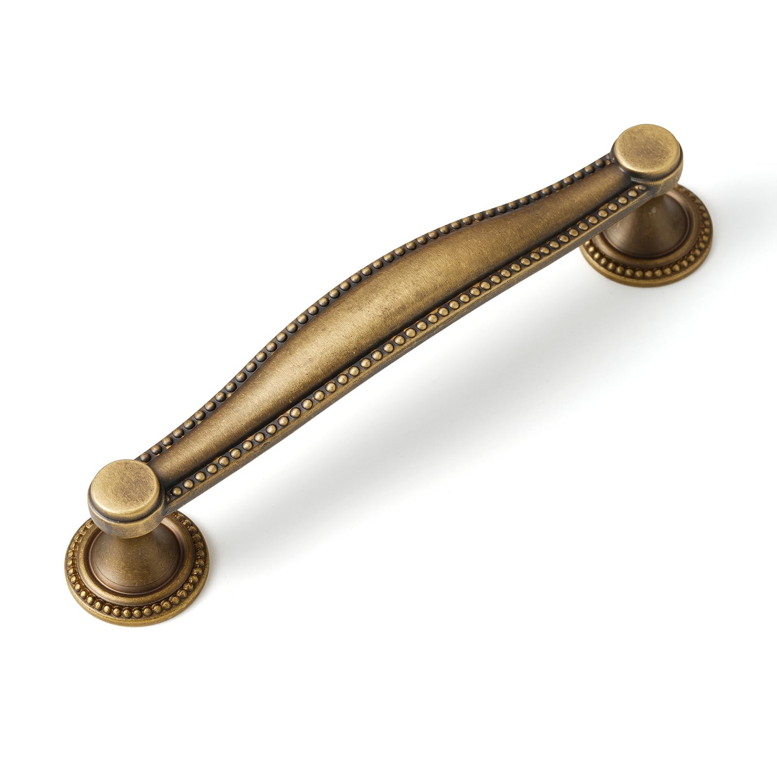 Eldurwork 10 Pack Solid Brass Cabinet Pulls 5" Hole Center Brass Drawer Pull Antiqure Brass Cabinet Handles for Dresser Cupboard Wardrobe and