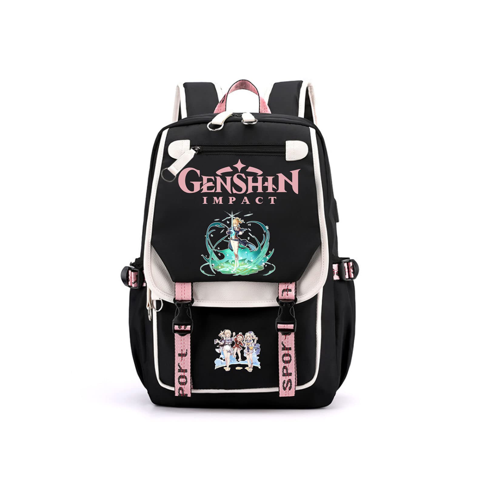 WANGSOARCute Backpack Genshin Impact Cosplay All game characters Backpack for Girls Laptop Backpack Student Casual Outdoor Bag