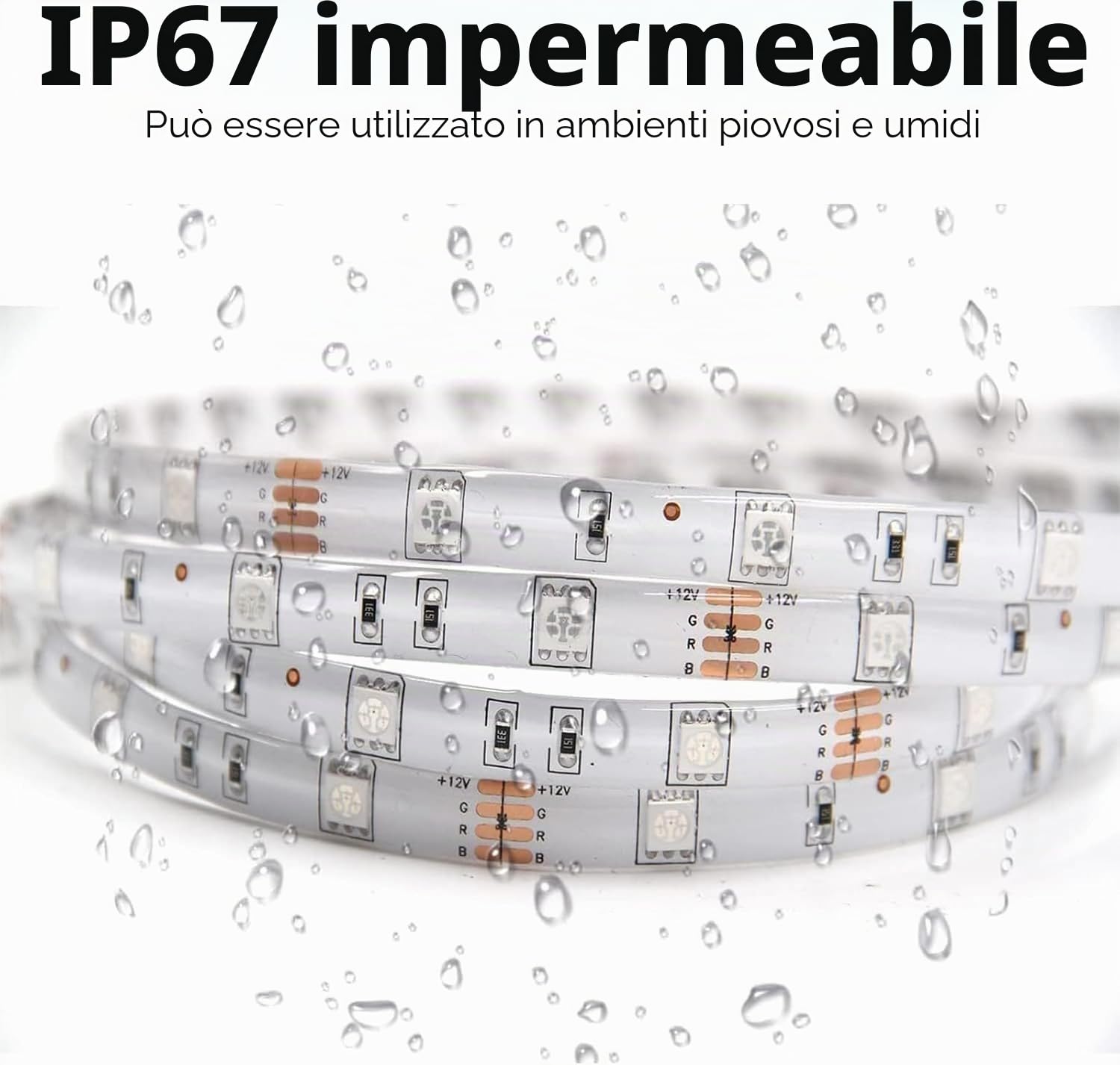 Striscia LED per esterni, impermeabile, 15 m RGBCW, striscia LED solare per esterni, autoadesiva, accensione/spegnimento automatico, 16 colori e 4 modalità, con telecomando
