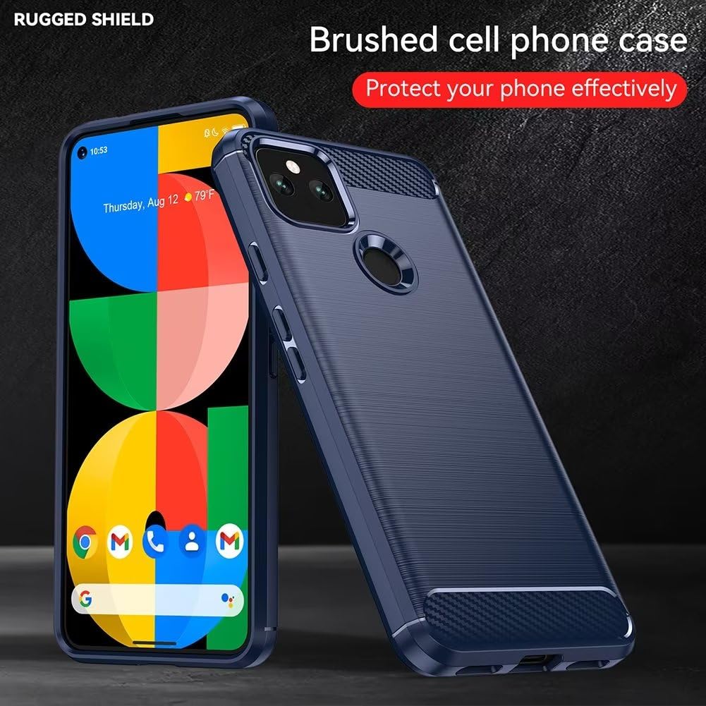Custodia In Silicone Per Google Pixel 4a (4G) – Spazzolata, Blu, TPU, Bordo Rialzato Per Schermo E Fotocamera - 3