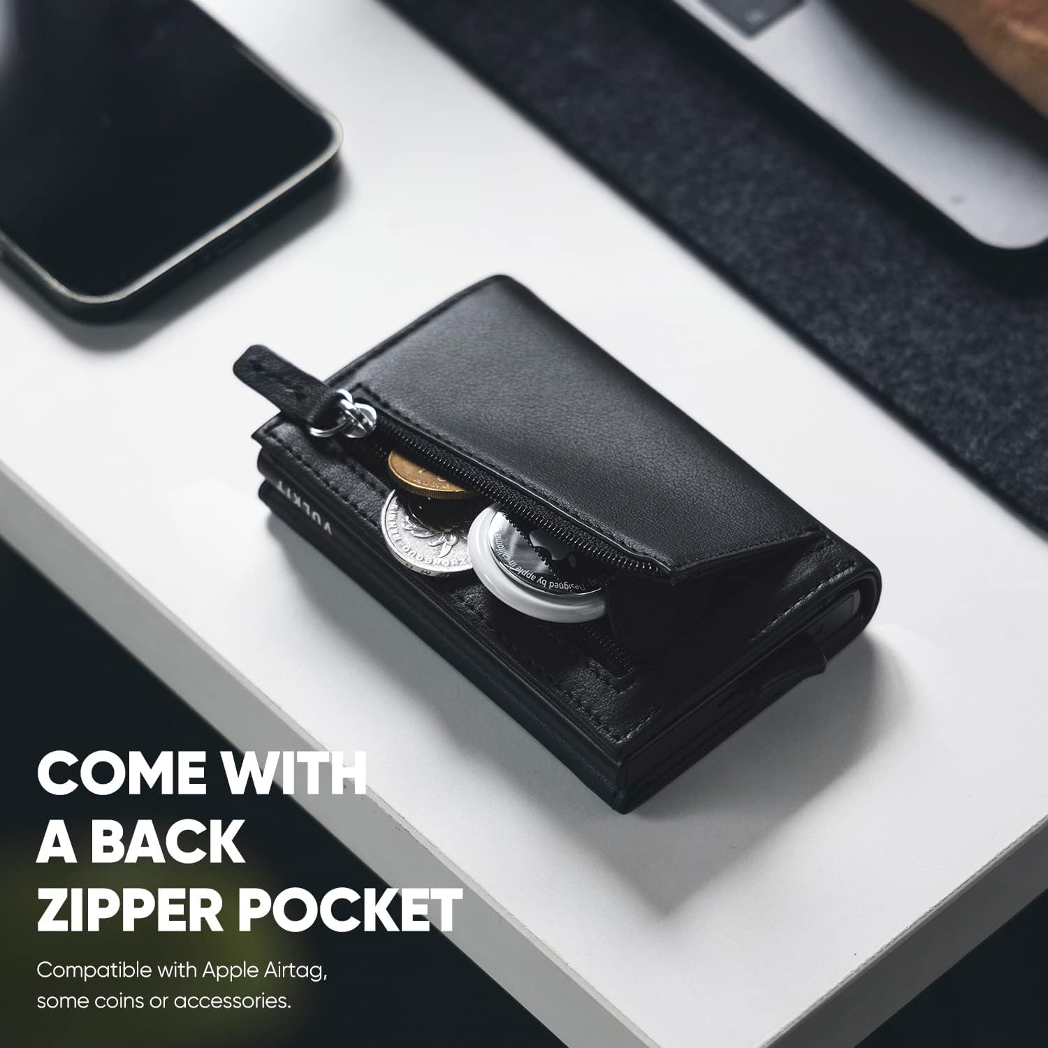 VULKIT Pop up Wallet RFID Blocking Leather Credit Card Wallet with Banknote Compartment, ID Window & Coin Pocket - Image 5