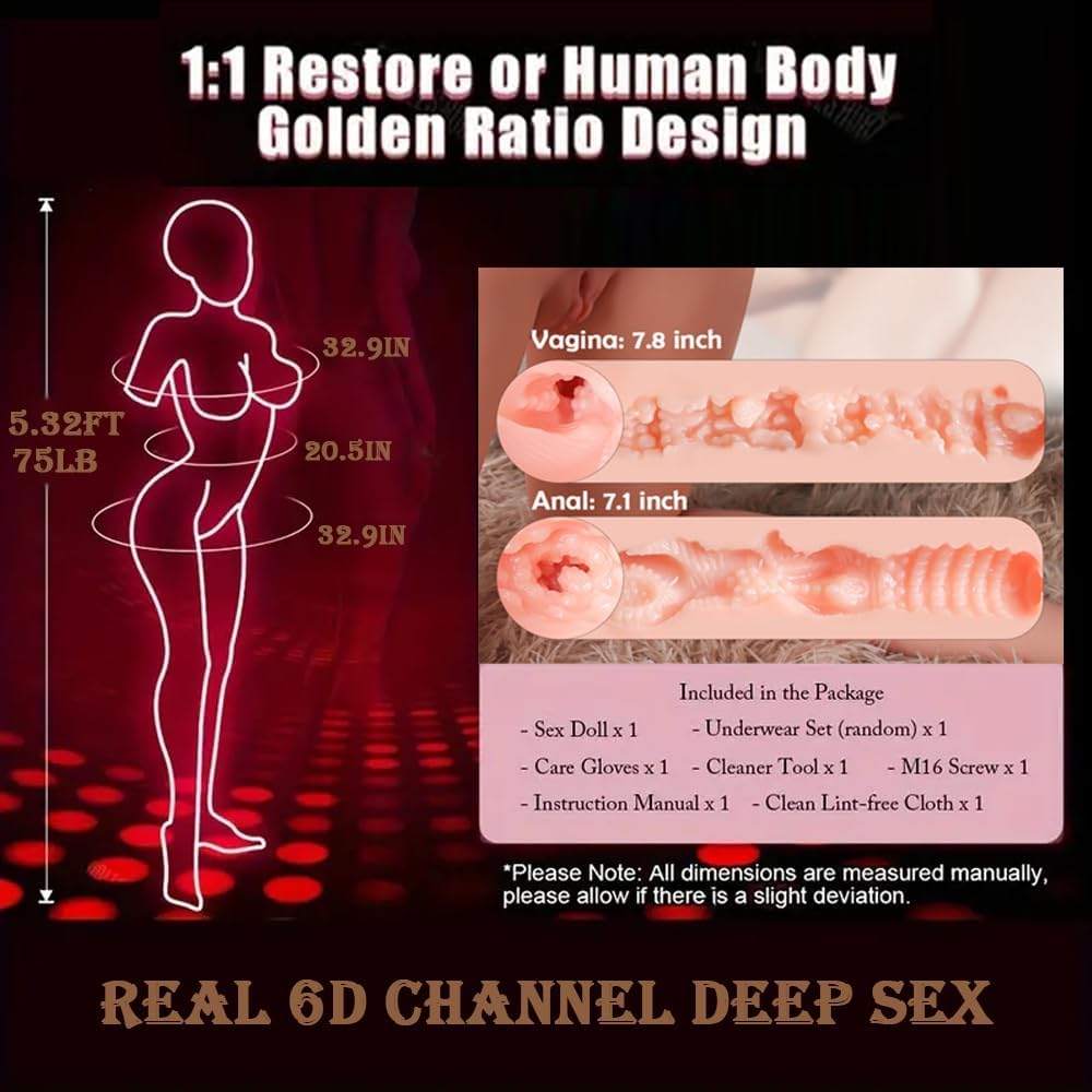 5.32 FT Full Body Sex Doll for Men, Silicone Life Body Sex Doll with Soft Jelly Breasts, Full Size Sex Toys TPE, Real Size Sexy Life Size Adult Toys for Men