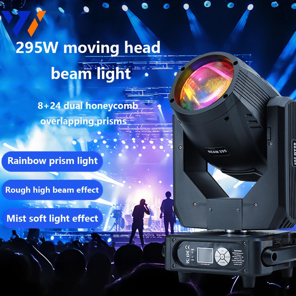 Ruchoma Głowica świetlna O Mocy 295 W, 17 Wzorów, 14 Kolorów, 5 Wzorów Fal, Kolory Tęczy I Mgiełka, Obrót O 360°, 16 Pryzmatów, 512 Kanałów Dmx I Wyświetlacz LED. Na Imprezy I Sceny