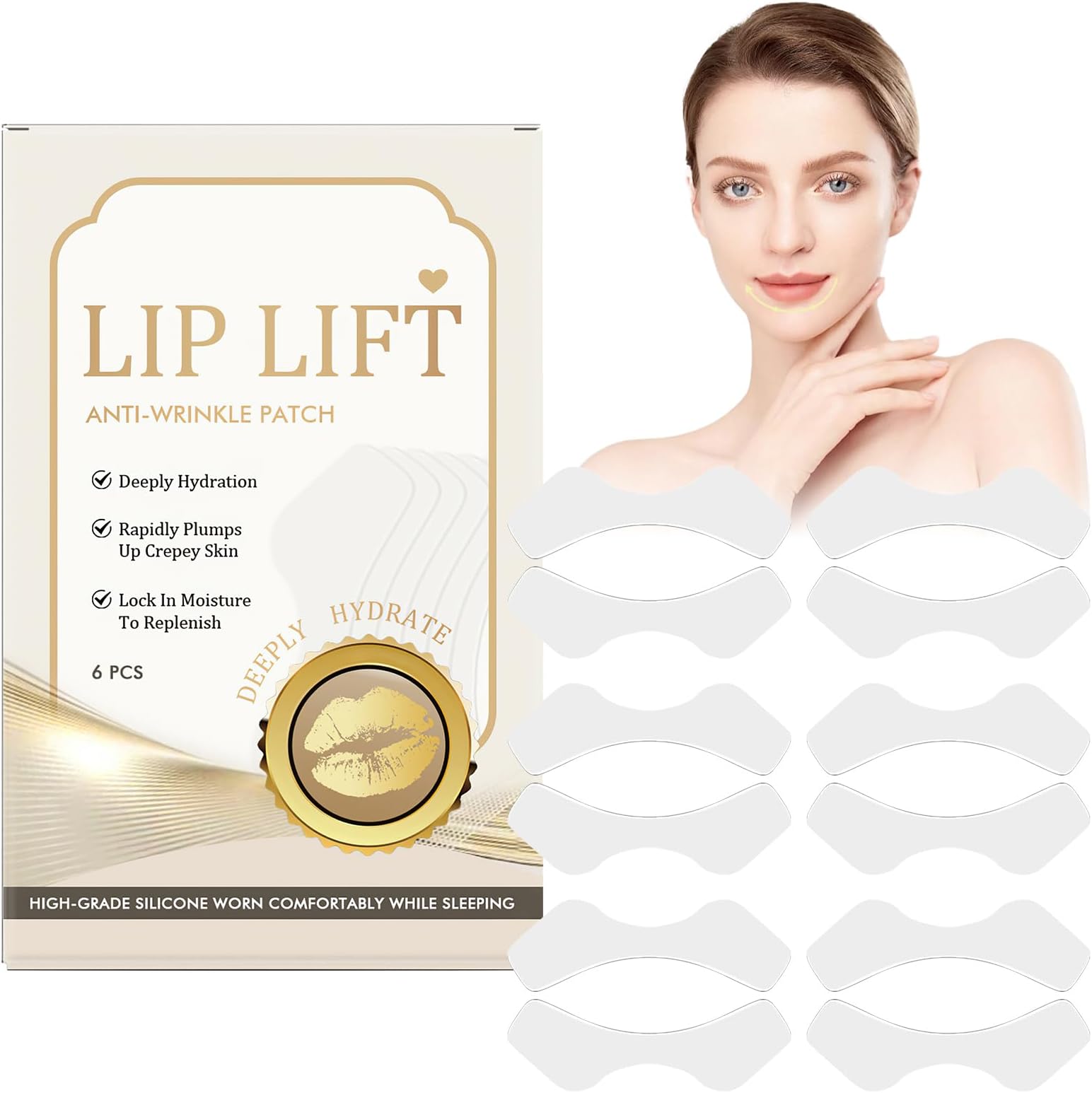 12 Patches Smile Line Patches, Lip Tape Wrinkle Remover, Anti Wrinkle Patches For Lip & Mouth Wrinkles, Overnight Line Smoothing Pads