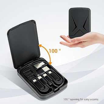Kiorafoto Multi-Functional Compact Cable Card with 22 USB-C Cable & USB-A/Micro-USB/Light/OTG USB Adapter Kit Cable Convertor Storage Box for Traveling Phone Pad Charging PC Computer Data Transfer