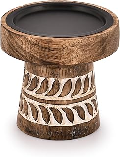 Kimona Candlestick Holders Round Turned Candle Holders for Candles Farmhouse Decorative Candelabras for Table Centerpiece & Home Décor (4" x 4" x 4")