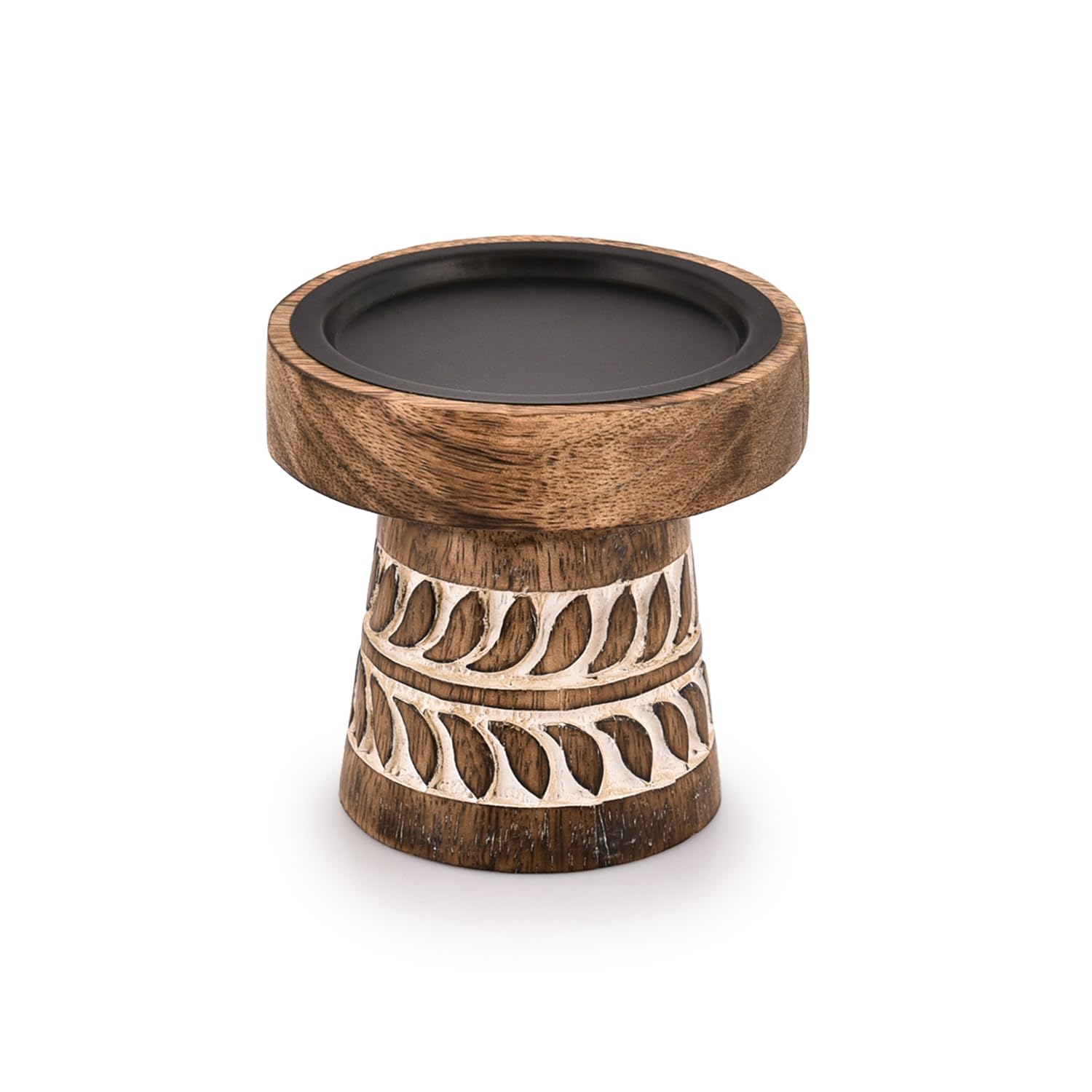 Kimona Candlestick Holders Round Turned Candle Holders for Candles Farmhouse Decorative Candelabras for Table Centerpiece & Home Décor (10.16cm x 10.16cm x 10.16cm)