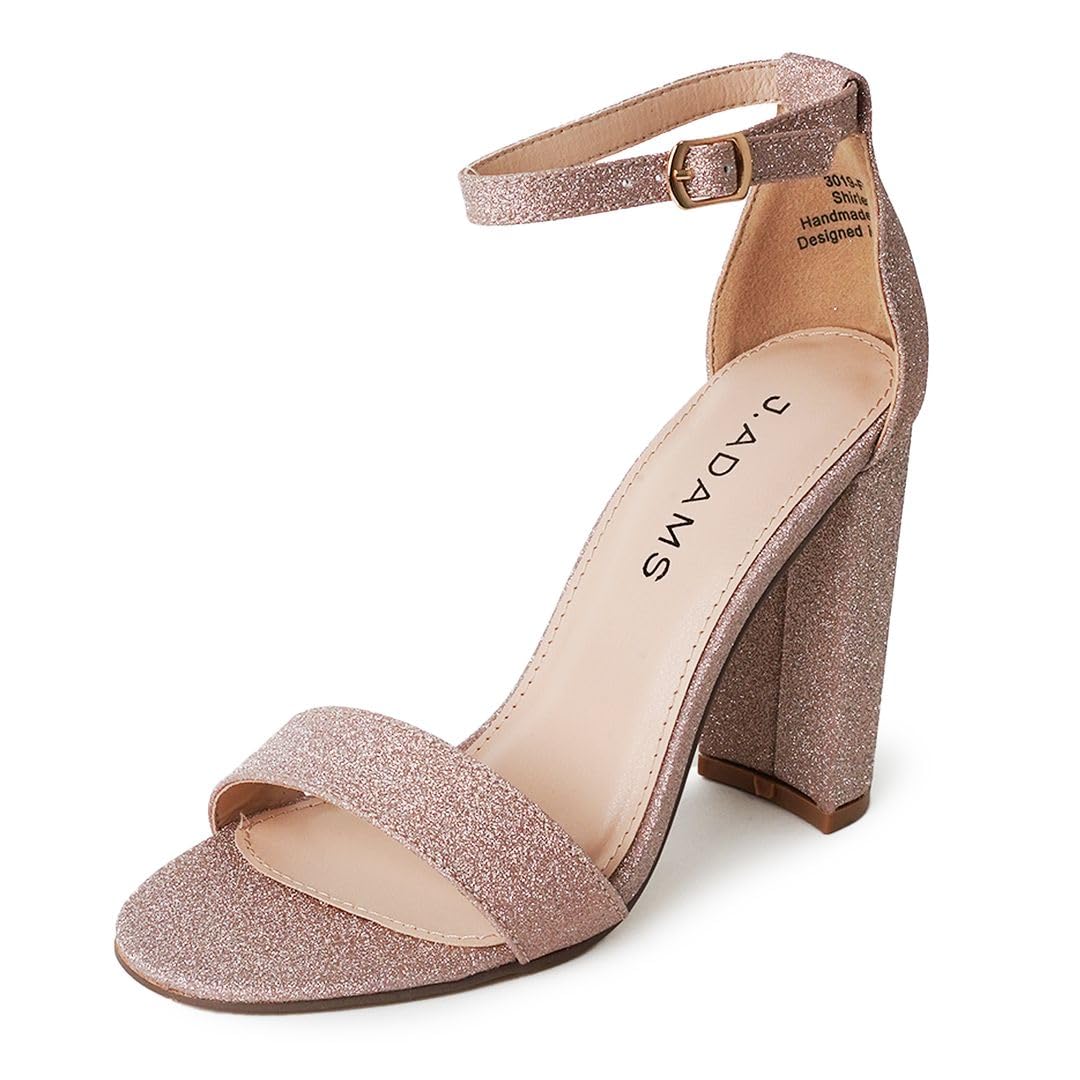 J. AdamsStrappy Chunky Block High Heel - Formal, Wedding, Party Simple Classic Pump - Shirley by J.Adams