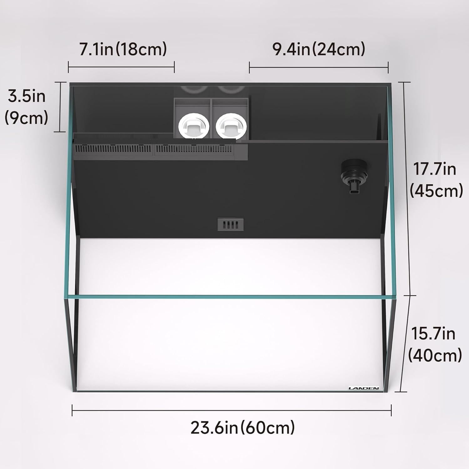LANDEN EasyCube EC60 All-in-One Marine Aquarium, 29.6 Gallon Rimless Saltwater Reef Tank with Integrated Back Filter, Return Pump, Filter Sock, ATO Reservoir – Ultra-Clear Opti-White Glass