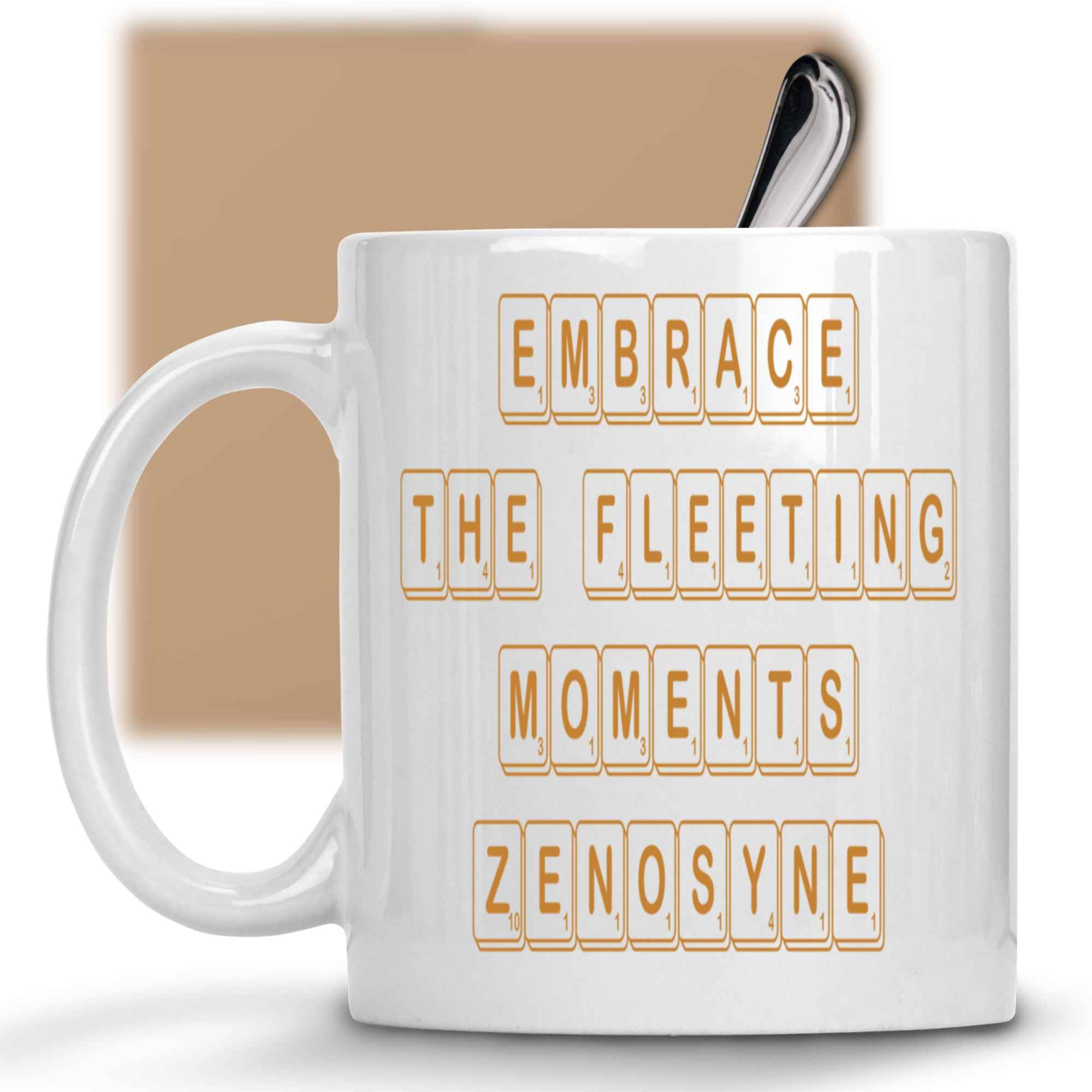 Funny Gift Zenosyne Skeleton Hourglass Gift - for Mindful People To Embrace Time - Unique Present To Feel the World Go By Quickly - 11 Oz White Ceramic Coffee Mug