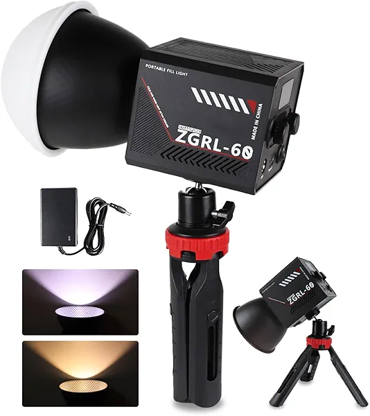 60W COB LED Video Light Handheld Portable with 8000 mAh Battery Dual-Color Photography Lighting Spotlight for Studio, Streaming, Phone Video, 2800K-6500K, 8 Lighting Effects, CRI ≥95