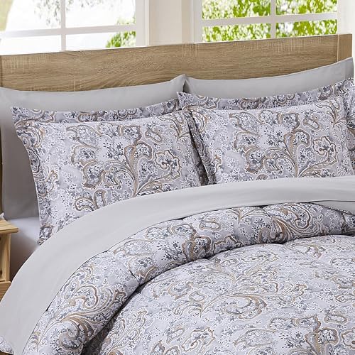 Paisley Comforter Set Queen with Sheets Bed in a Bag – Deep Pocket Fitted Sheet with Elastic Corners, Cozy Comforter, Pillowcases & Shams – Soft Microfiber All Season Bedding – Machine Washable