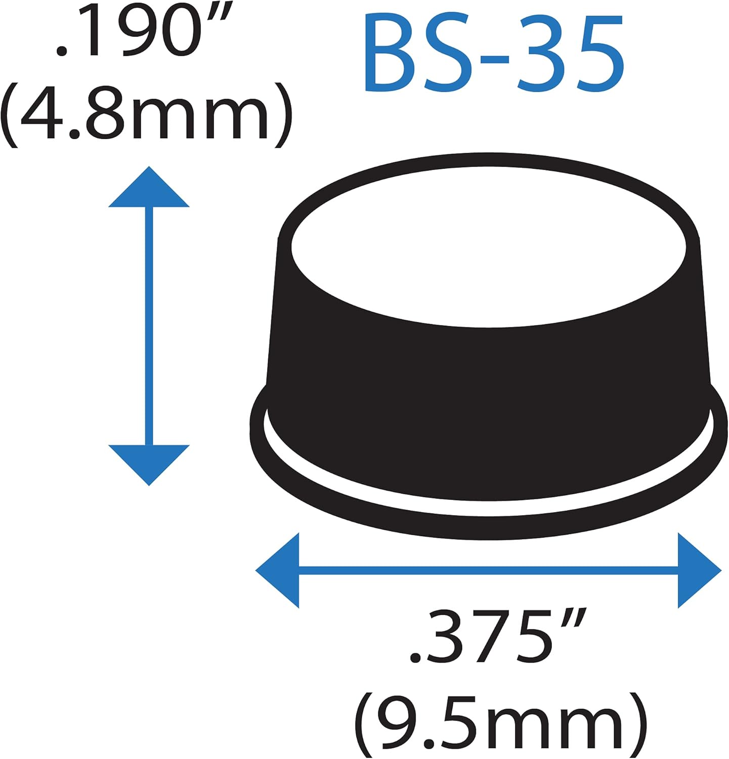 Bumper Specialties Self Adhesive Bumper Feet 0.375" x 0.190" (9.5mm x 4.8mm) Clear Cylindrical Polyurethane Pads for Industrial Surface Protection, 5,000 Pieces per Box, BS35