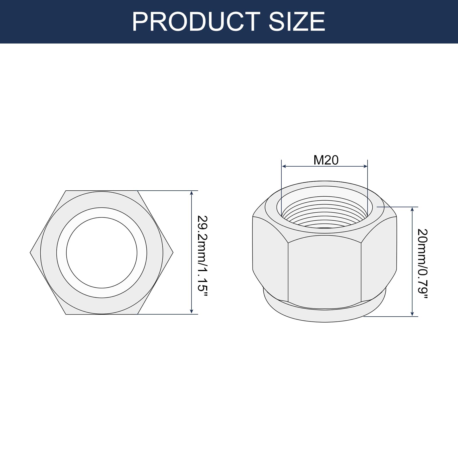 QUARKZMAN 25 Piezas De Tuercas Hexagonales De Bloqueo Con Inserto De Nylon M20 X 2.5, Tuercas De Seguridad Con Inserto De Nylon De Acero Inoxidable 316 Para Fijadores, Plateado Y Azul