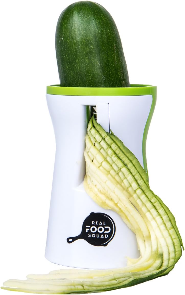 Spiralizer Vegetable Slicer :: BPA-Free Premium Safety Zucchini Spiral Zoodles Maker [2-Blade Design] :: RealFoodSquad presents "The Ribbonizer"