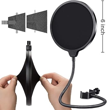 GLEAM Microphone Isolation Shield - Tripod Stand 2 ft 6 to 5 ft 10 Height Adjustable Stand Compatible w/Blue Yeti, AT2020, AKG, Rode Microphones
