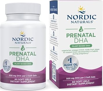Nordic Naturals Vegan Prenatal DHA Vitamins, 500mg PlantBased DHA, 60 Count