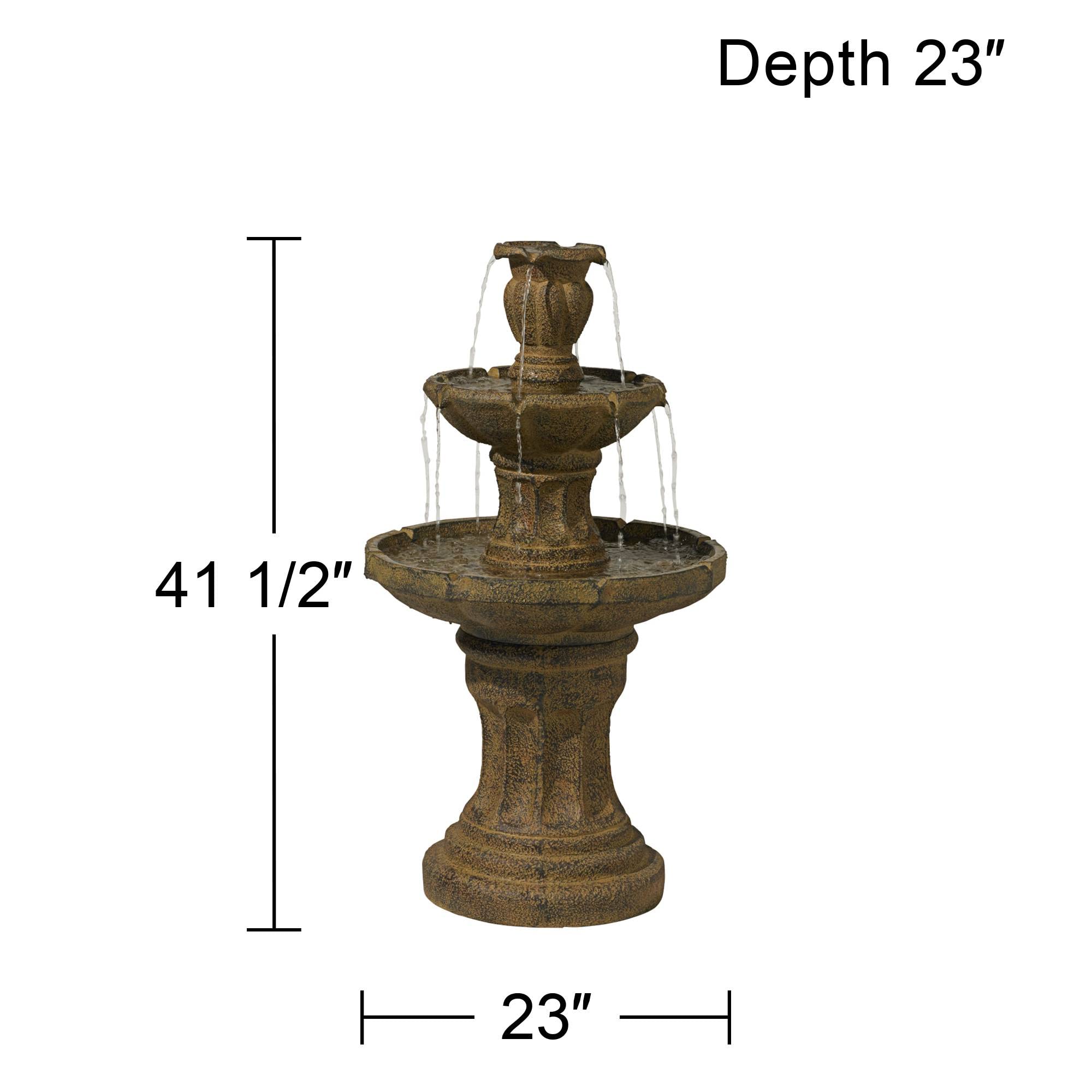 Tuscan Garden 41 1/2" High Large Traditional Italian Indoor Outdoor Decor Dark Faux Stone Floor Fountain Waterfall Tiered Standing Water Feature for Outside Patio Yard Backyard Porch - John Timberland - 5