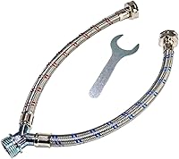 Hippohose Stainless Steel Y-Mixer Hose for Washing Machines - Burst-Proof 1FT Y-Splitter, Octagon Fittings, Brass Connectors, Leak-Proof Hot/Cold Mix