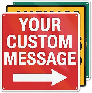 Custom Metal Left or Right Arrow Sign – 10x10 Inches Rust Free .040 Aluminum, Fade Resistant, Personalized Outdoor Sign for Business Workplace Office Home