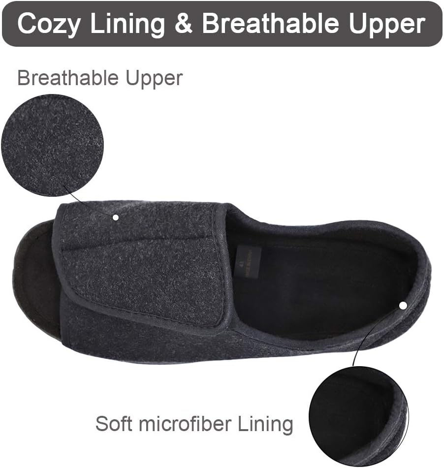 Men's Diabetic Shoes Swollen Feet Slippers Adjustable Strap Comfortable Orthopedic Wide Footwear Open Toe Sandals Easy On Off for Diabetic & Edema Elderly