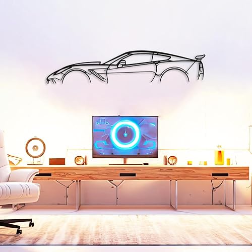 Miniatura 8 de DecoSoul Corvette ZR1 C7 Classic Model Silhouette - Arte de pared de metal para automóvil, automóvil deportivo, decoración de línea de silueta