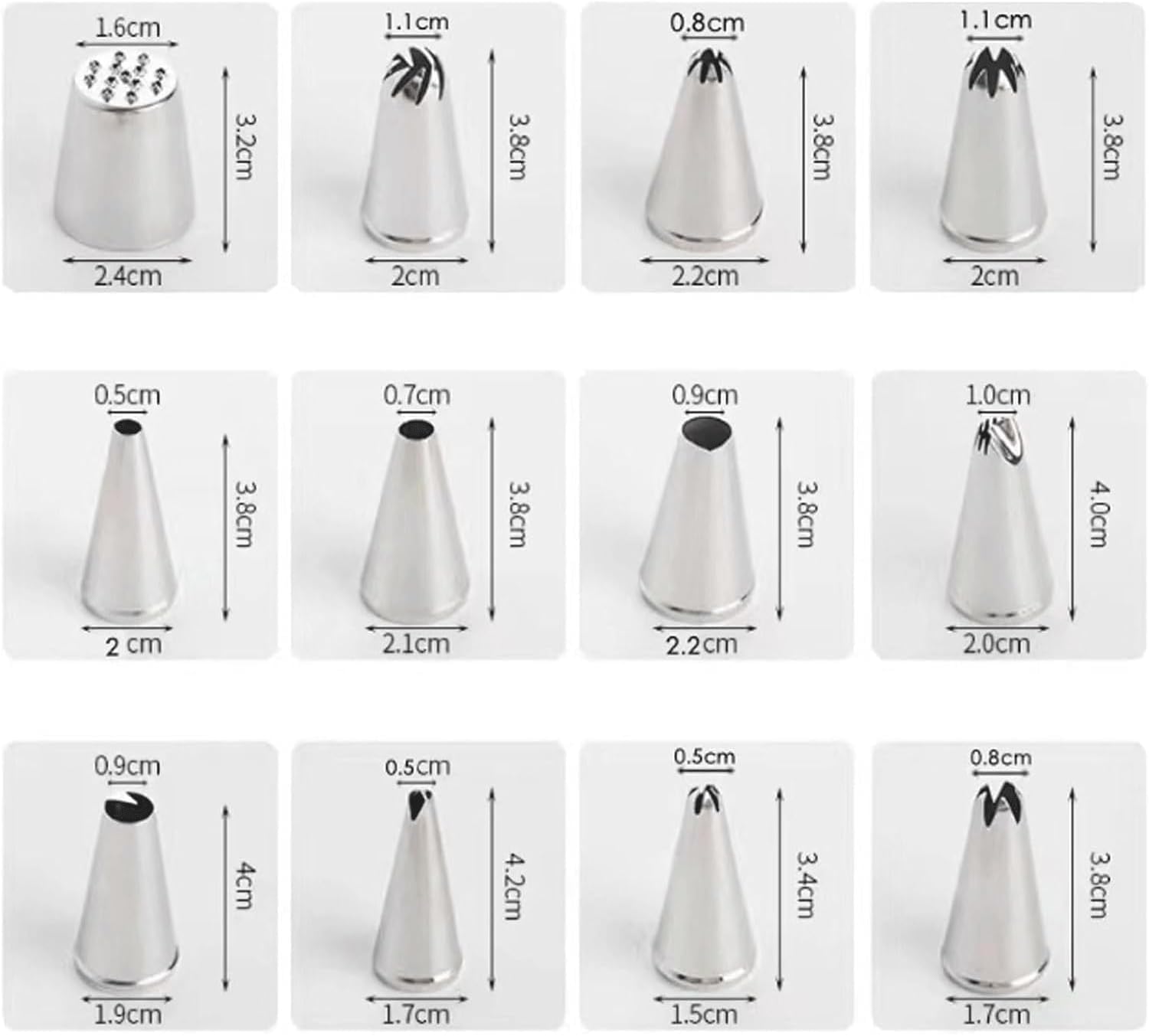 Piping Tips Stainless Steel Pastry Nozzles 24-Piece Icing Tips Seamless Icing Piping Nozzles Decorating Tips Piping Kit Tips Set