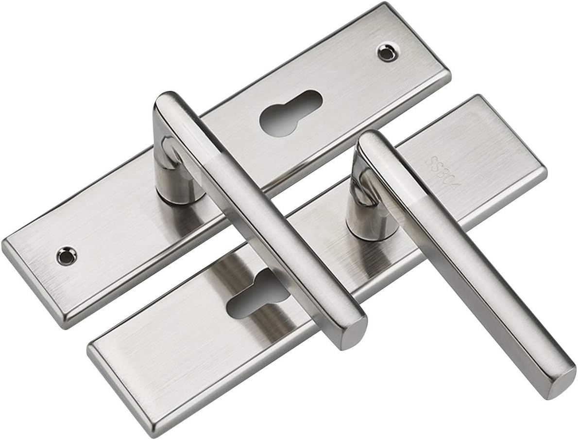 Indoor Door Lock Stainless Steel Front Back Lever Door Lock with Keys Includes Lock Body Panel Lock Cylinder Keys Screws