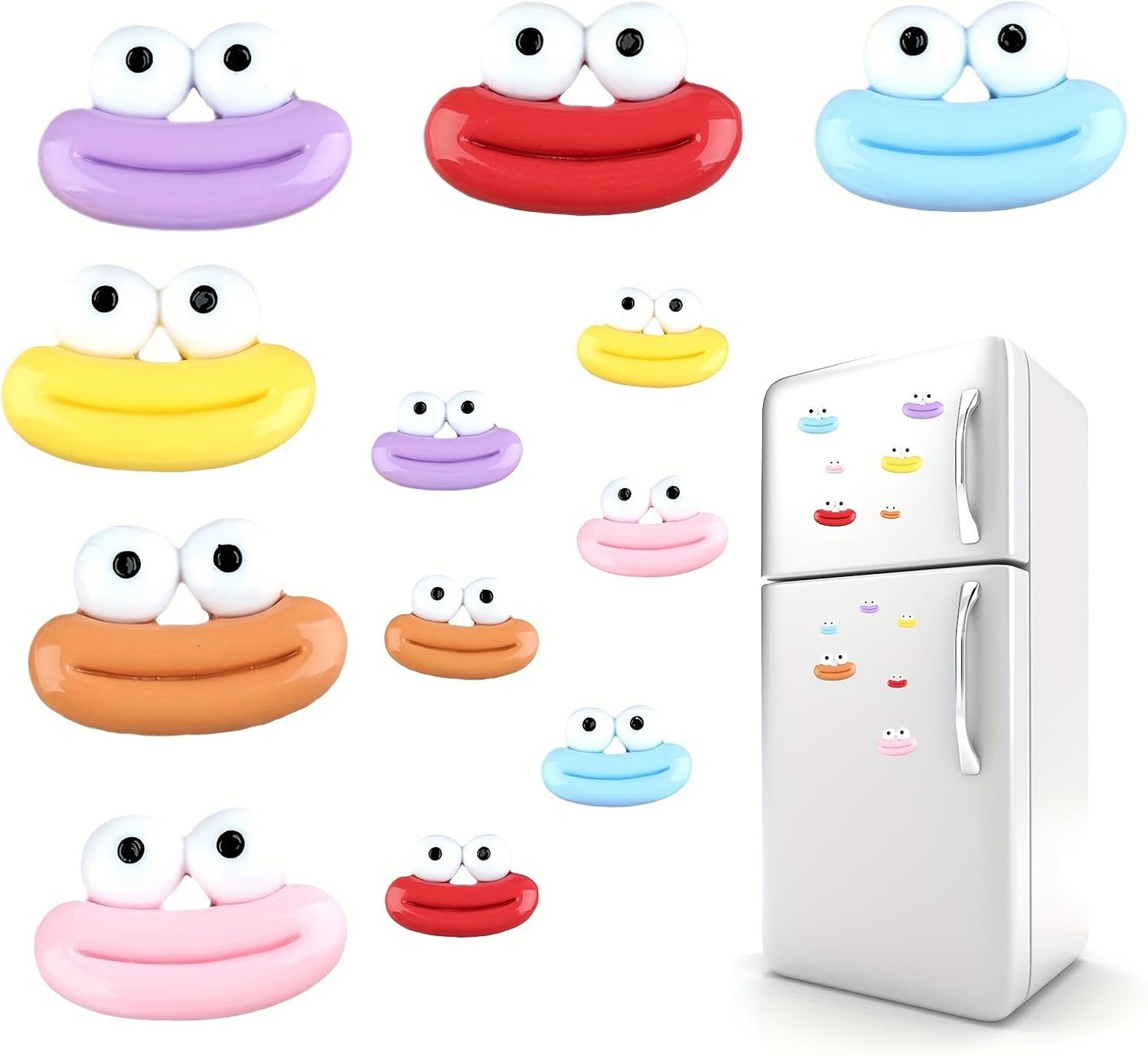 Hilarious Sausage-Shaped Magnets Shaped Refrigerator Magnets, 12 Piece Set, Frozen Fruit Design, for Home Decor, Kitchen, Bathroom