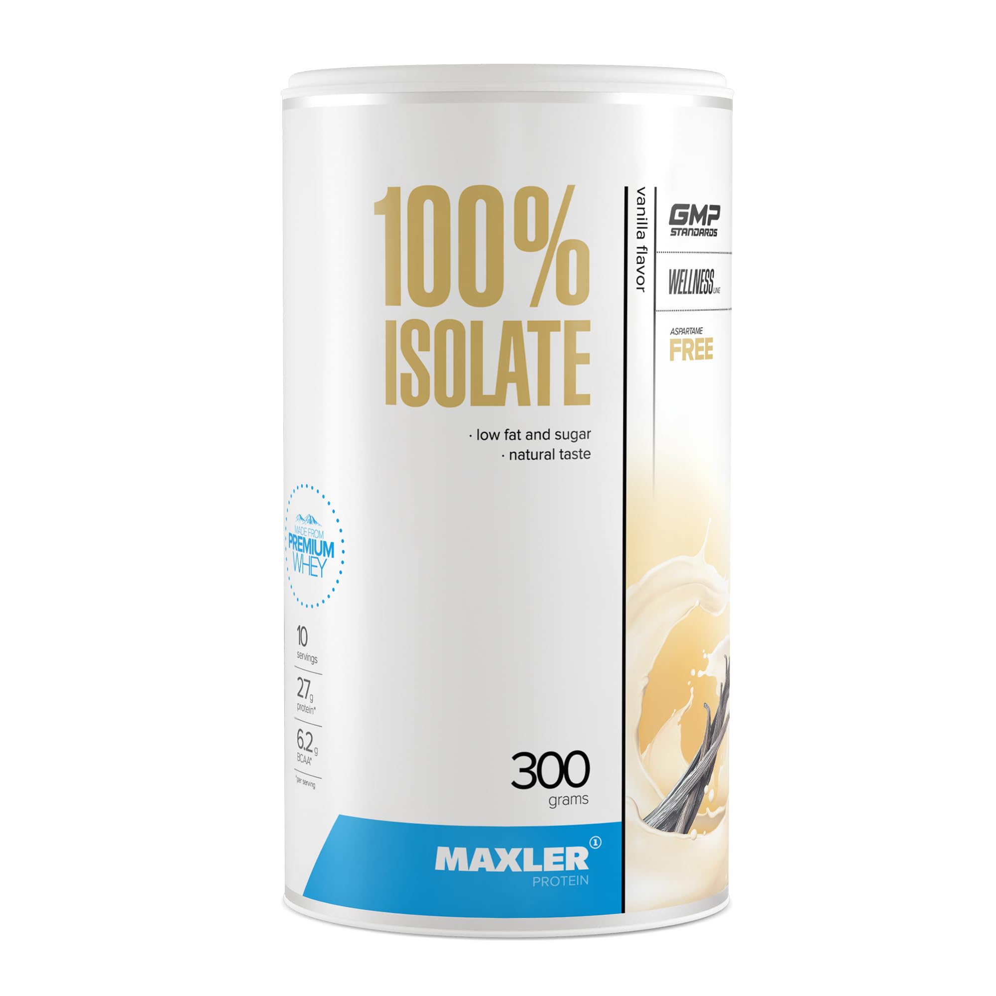 Maxler 100% Isolate Protein Pulver - Natürlich schmeckendes Whey Isolate aus Weidehaltung - Whey Protein Isolate Zuckerarm & ehrlich lecker - Vanille - 300g