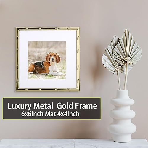 Miniatura 9 de Marcos de fotos dorados de 3-2 x 3 pulgadas, paquete de 2 unidades, elegantes diseños de detalles de bambú, marcos de fotos chapados en oro, marcos