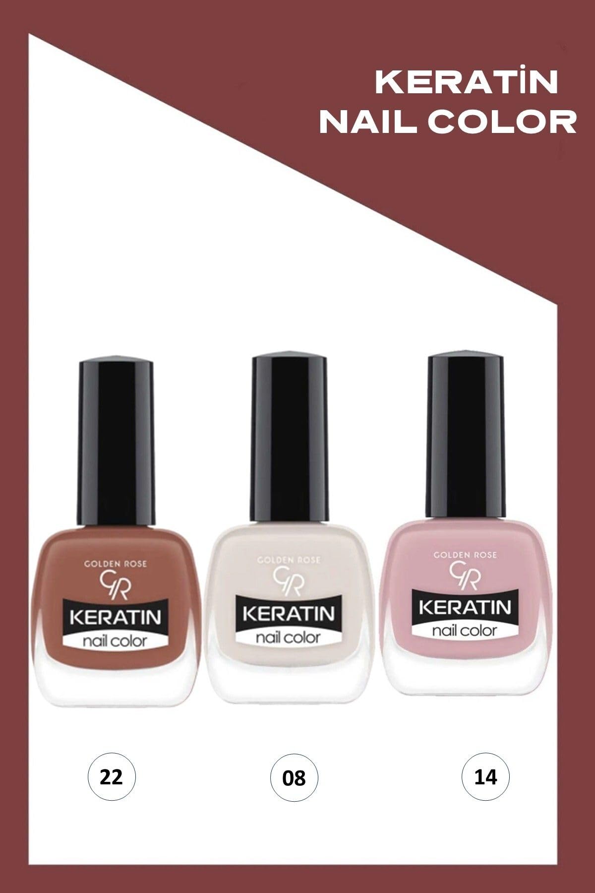 Golden Rose Keratin Nail Color 3'lü No: 22-08-14