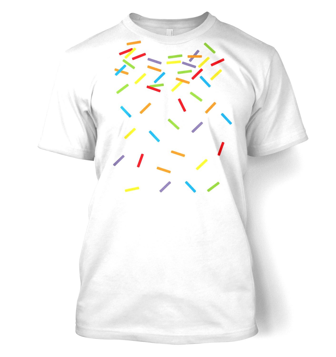 Kids Clothing By Big Mouth Men's White Rainbow Sprinkles T-Shirt - Large (42/44" Chest)