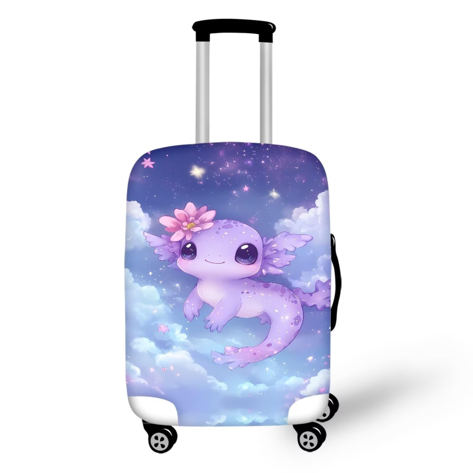 Ystardream Purple Starry Night Axolotl Suitcase Covers for Women Personalized Luggage Covers for Suitcase Machine Washable Luggage Protector Sleeves for Business Trips,Working M