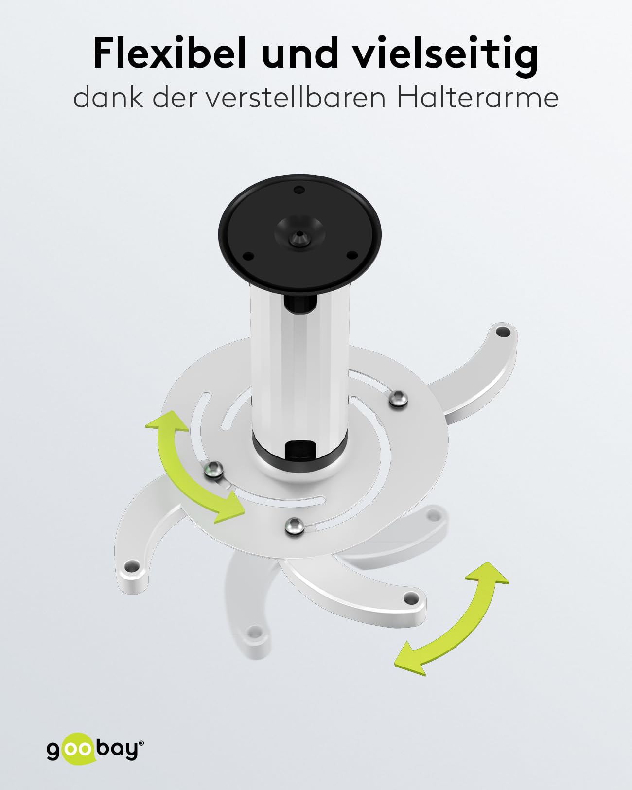 Beamer-Deckenhalterung, flexibel, neig- drehbar, bis 10 kg, silber