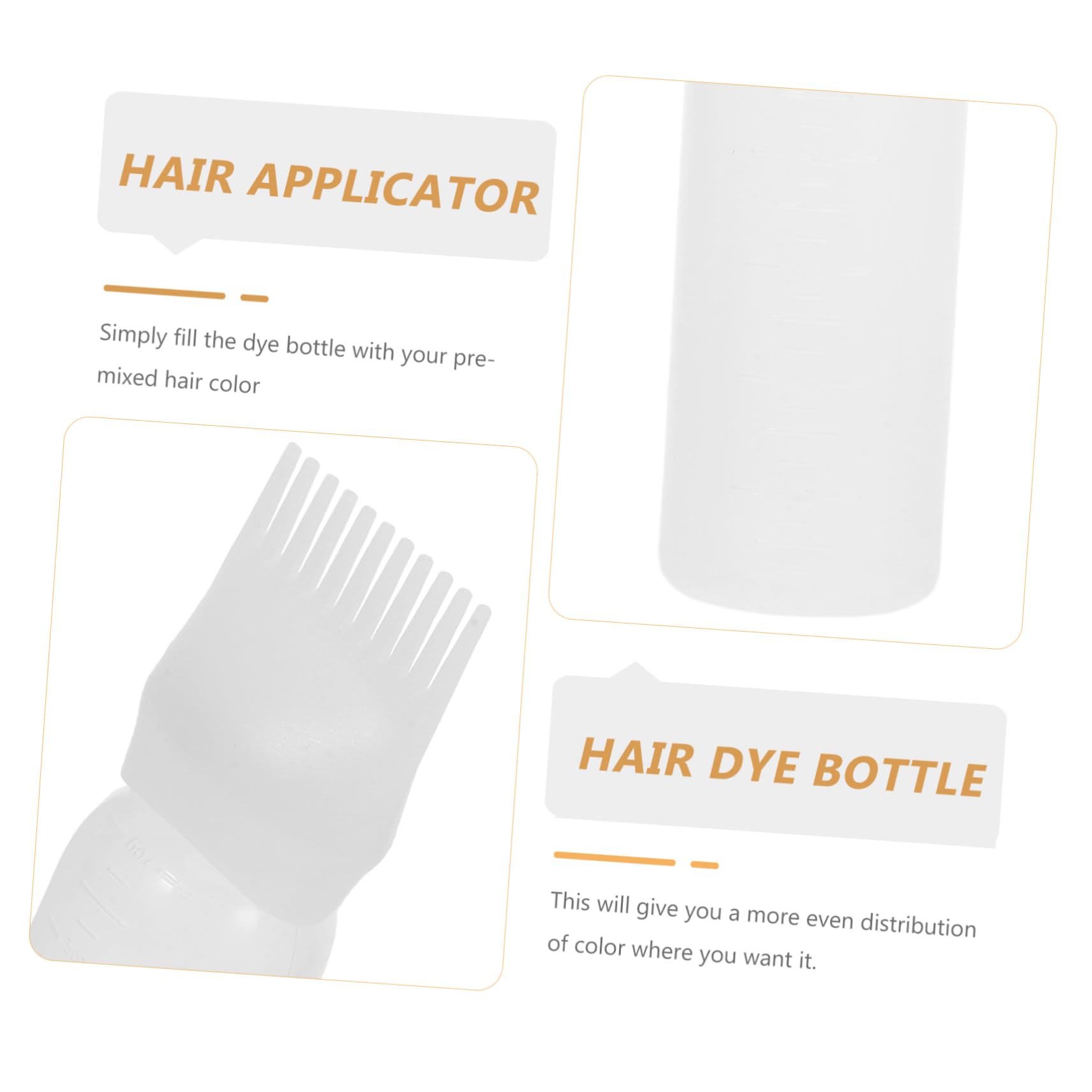 VICASKY 3pièces Flacon Applicateur de Teinture Capillaire avec Peigne Doseur et Échelle Graduée pour Application Directe et Répartition Uniforme