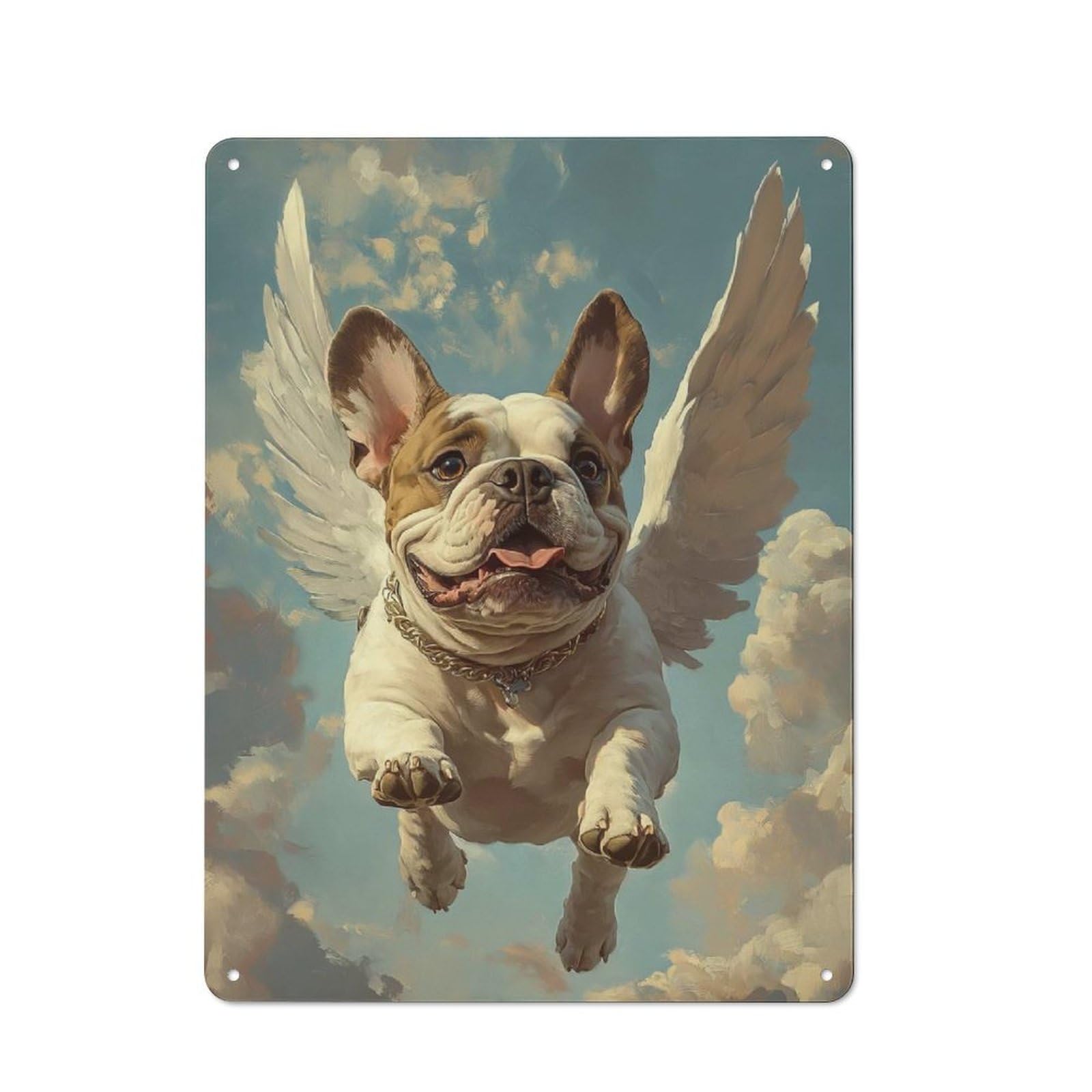 Junmoney Bulldog With Angel Wings A Tribute To A Loya Metal Plaque 40X30cm With L Friend For Pub Or Café, Rustic Decor, For Pub Decor Enthusiasts
