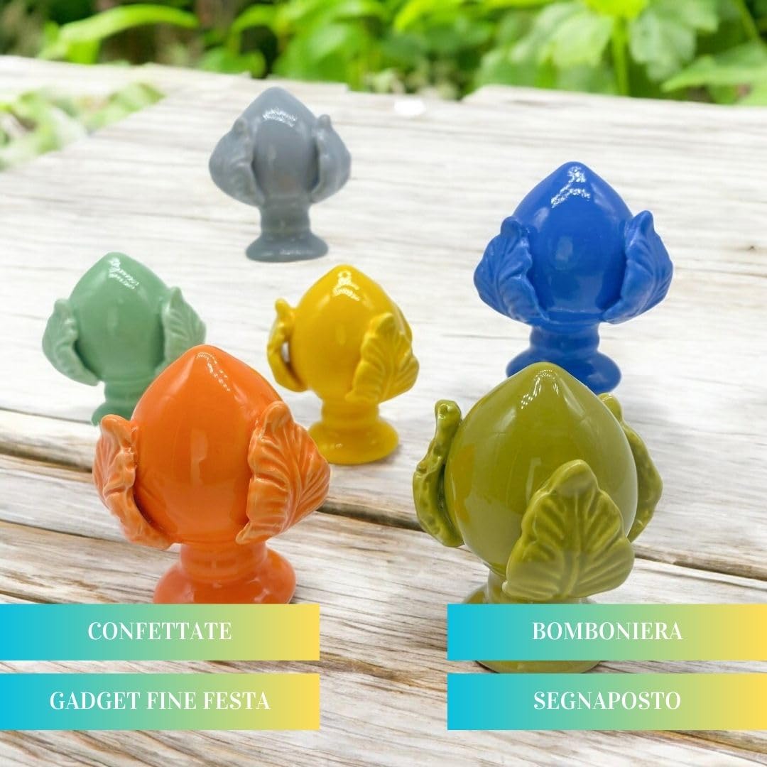 Doni Bomboniere Kit 6 pz PUMI Pugliesi in Ceramica Realizzati a Mano in Colori Assortiti con Finitura Lucida Perfetti Segnaposto Matrimonio Cerimonie 18 Anni Comunione Compleanno Eventi Tema Puglia