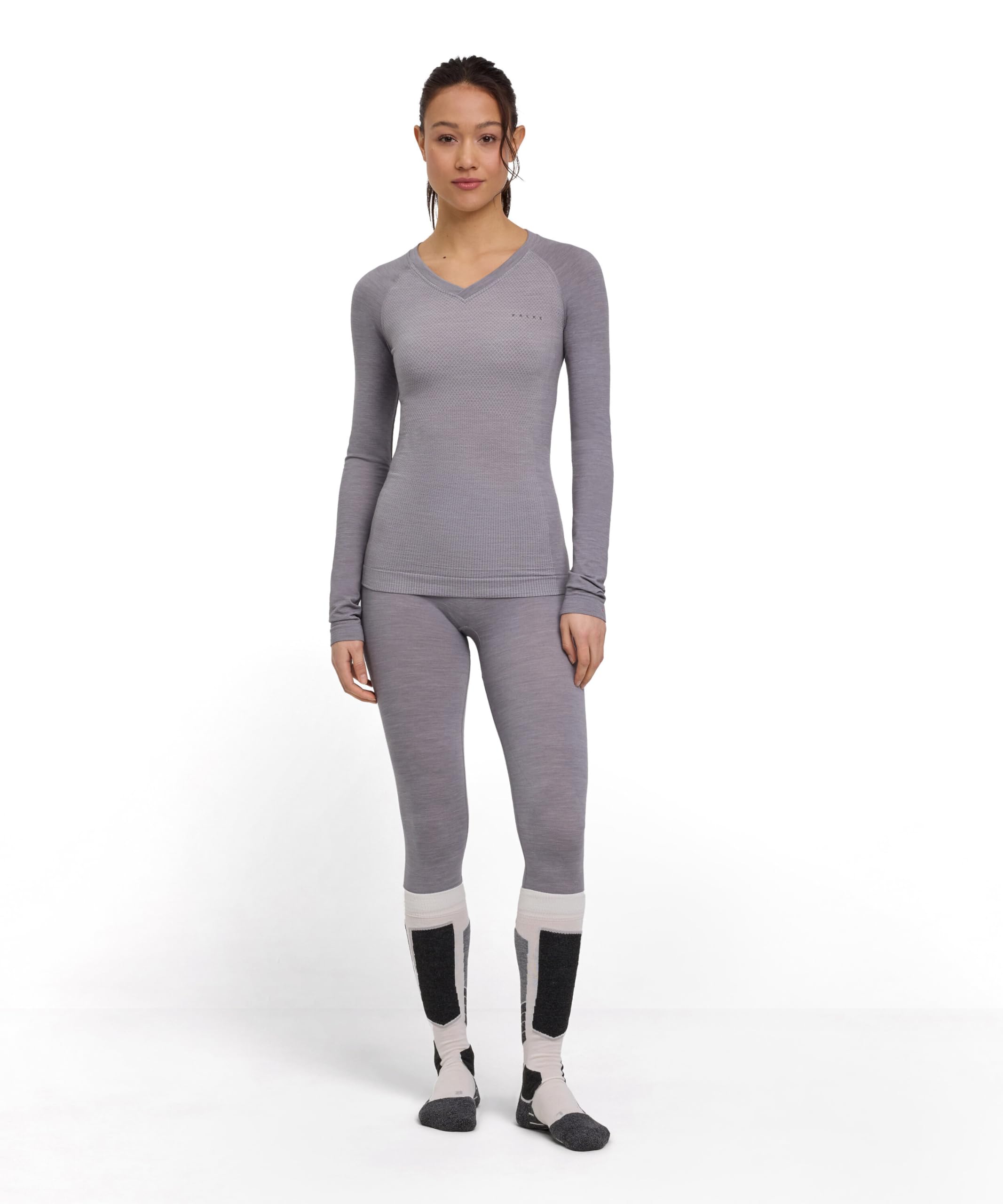 FALKE Damen Wool-Tech Light V Neck Funktionsshirt Langarm atmungsaktiv klimaregulierend geruchshemmend nachhaltige Wolle Funktionsmaterial warme und kalte Temperaturen Funktionsunterwäsche 1 Stück | aus Merinowolle für warme bis kalte Temperaturen