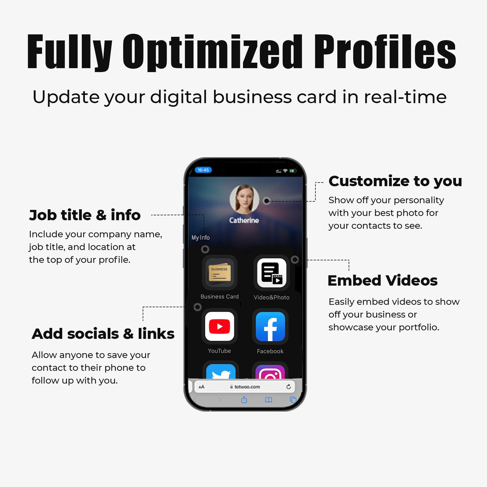Wave - Tarjeta De Visita Digital De Metal, Incluye Tarjeta NFC, Función De Toque De Tarjeta Inteligente, Código QR Y Uso Compartido Electrónico De Contacto (acero Inoxidable