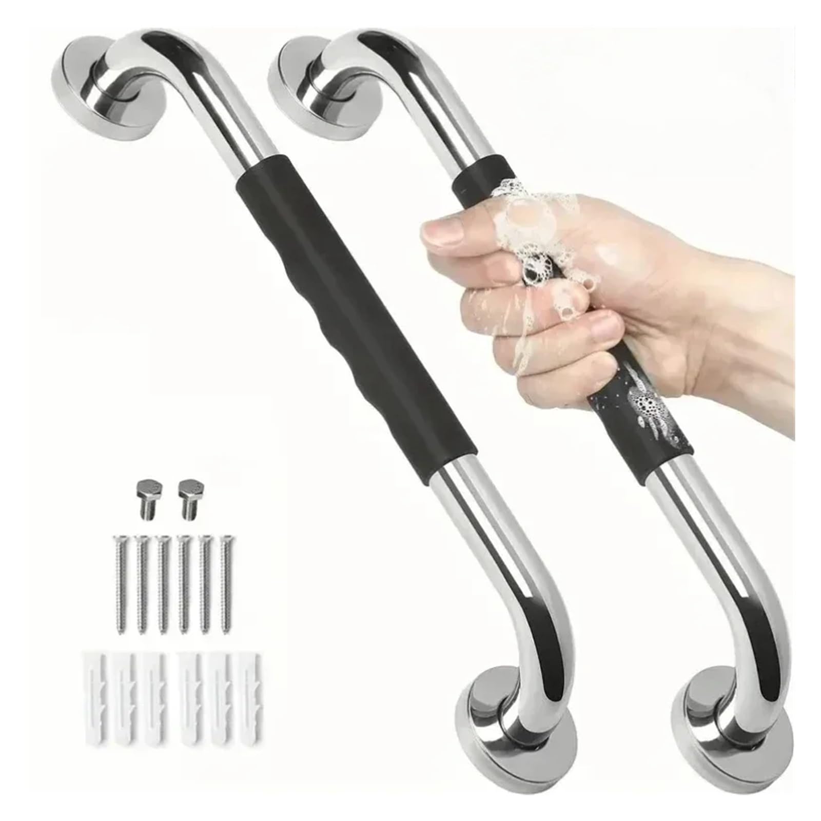 Pasamanos de silicona acero inoxidable for baño personas mayores, antideslizantes, for inodoro Para ducharse(50cm)