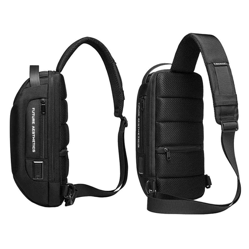 Oxford - Mochila cruzada en el pecho para hombres y mujeres, para viajes, deportes al aire libre, táctica, caminar, senderismo, escalada, antirrobo, con cerradura, color negro 3