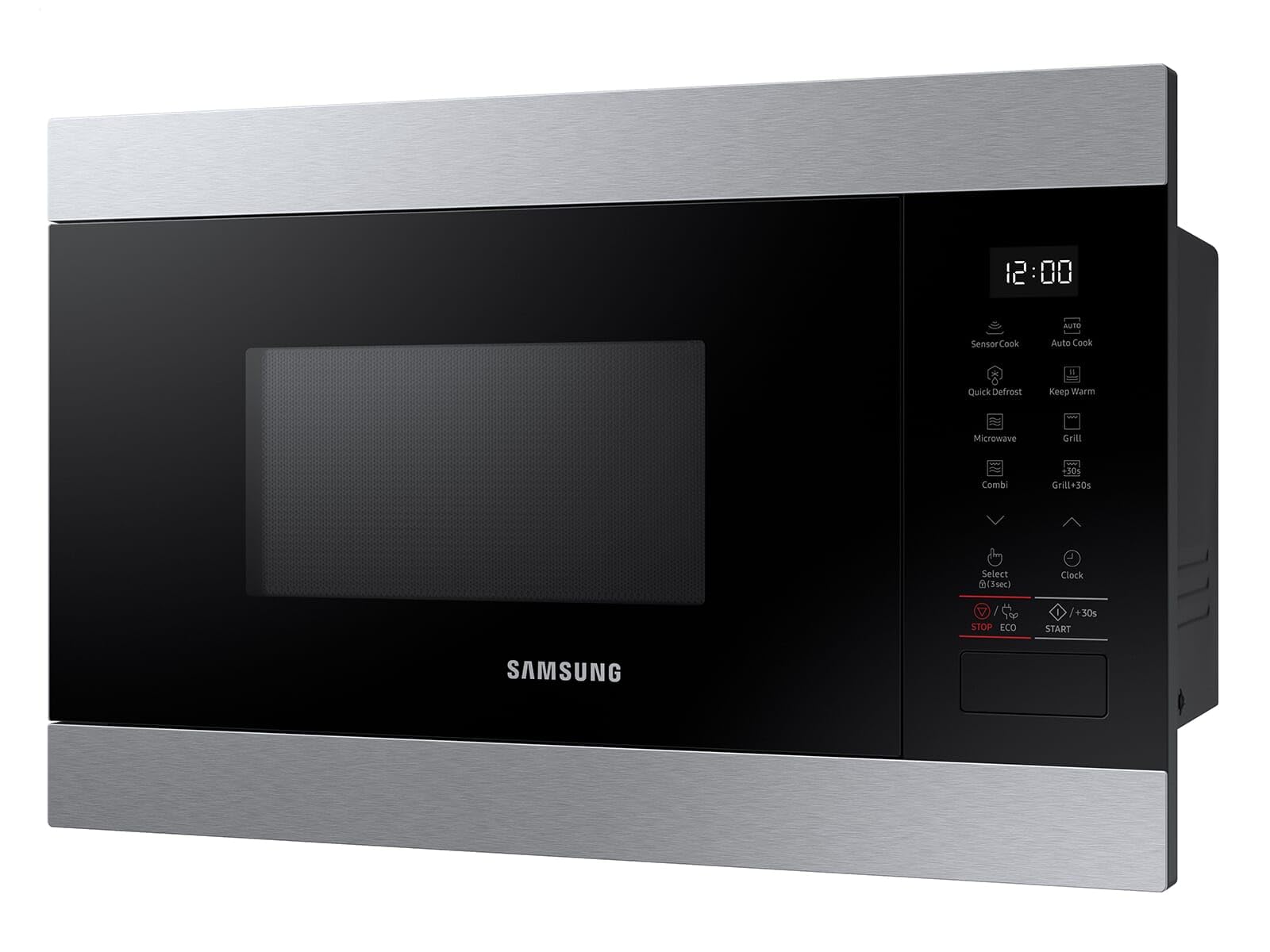 Samsung MG22M8274AT/E1 - Microondas empotrable con parrilla, 850 W, 22 L, horno microondas pequeño para nichos de 38 cm, función de mantenimiento del calor, sensor inteligente, interior de esmalte