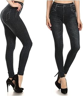 بنطلون ليجن استرتش ليكرا مطبوع برسمه جينز خالي من الجيوب و الازرار انيق لمحبي الاستايلات العصرية لون اسود