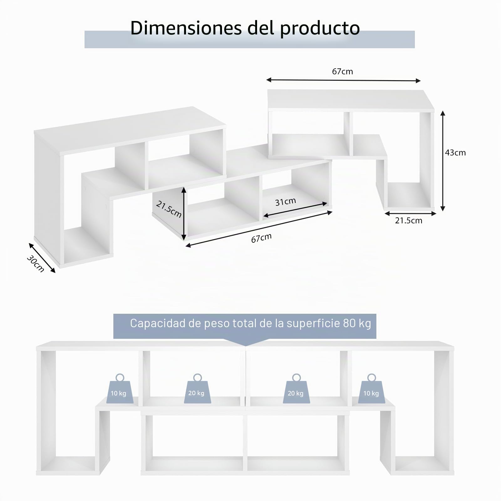 KOMFOTTEU Mueble TV Salón Combinable con 3 Piezas, Mueble Bajo para Televisión de hasta 65 Pulgadas, Armario de Televisor Multifuncional con Estantes Abiertos, Cómoda para TV (White)