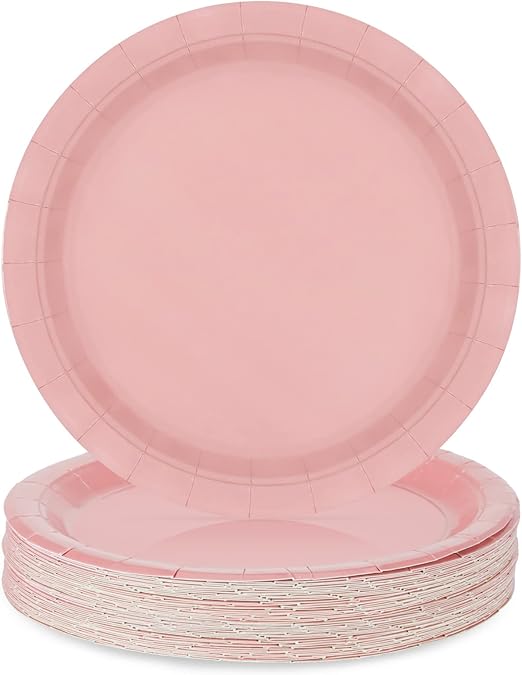 PARTY GO 50 Pcs 9" Paper Plates for Dinner and Dessert, Disposable