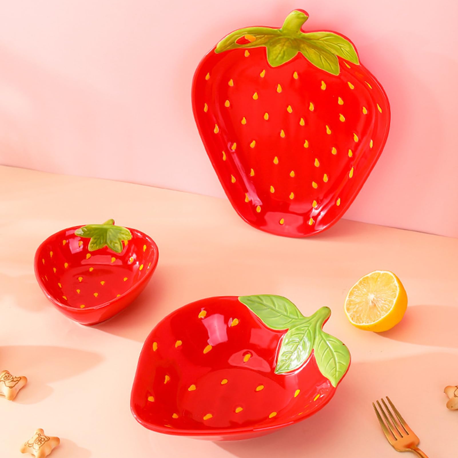 Amazon.co.jp: [ロトンシハイ] プレート 皿 可愛い いちごデザイン