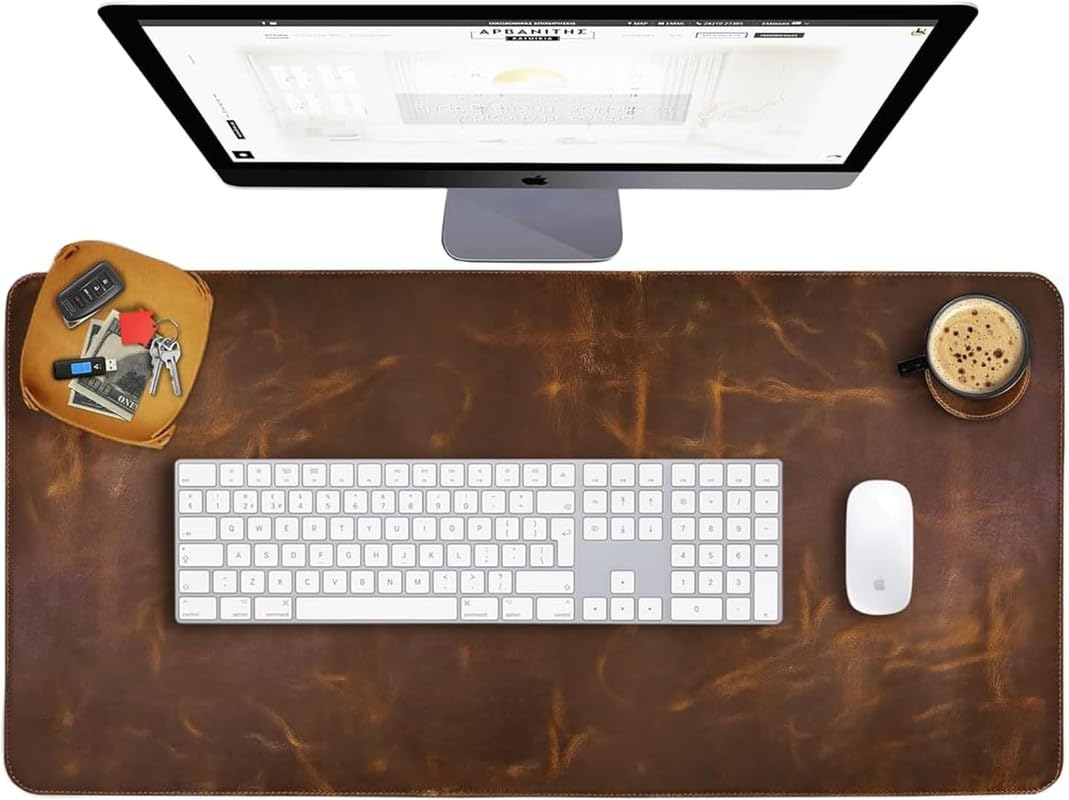 ALCRAFTR Combo Super Smooth Tan Leather Desk Mat Set 35 x 63 cm Desk Cover Desk Computer Mat for Keyboard Gaming Mouse Pad Table Laptop Office Desktop Accessories Antique 2mm (Plain) (B0CVXDG3MS) Amazon Price History, Amazon Price Tracker