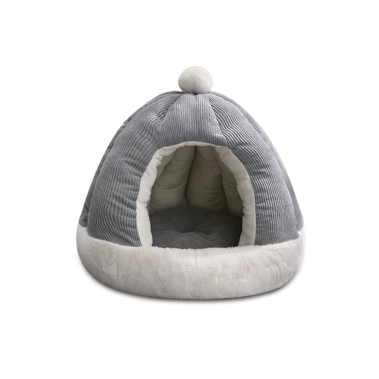 Galatée Lit De Grotte pour Chat, Maison De Lit De Tente pour Chat avec Coussin Lavable Amovible, Lit Igloo Doux en Peluche pour Chat, Améliore Le Sommeil, Lit pour Chaton Et Chiot(S, Gris)