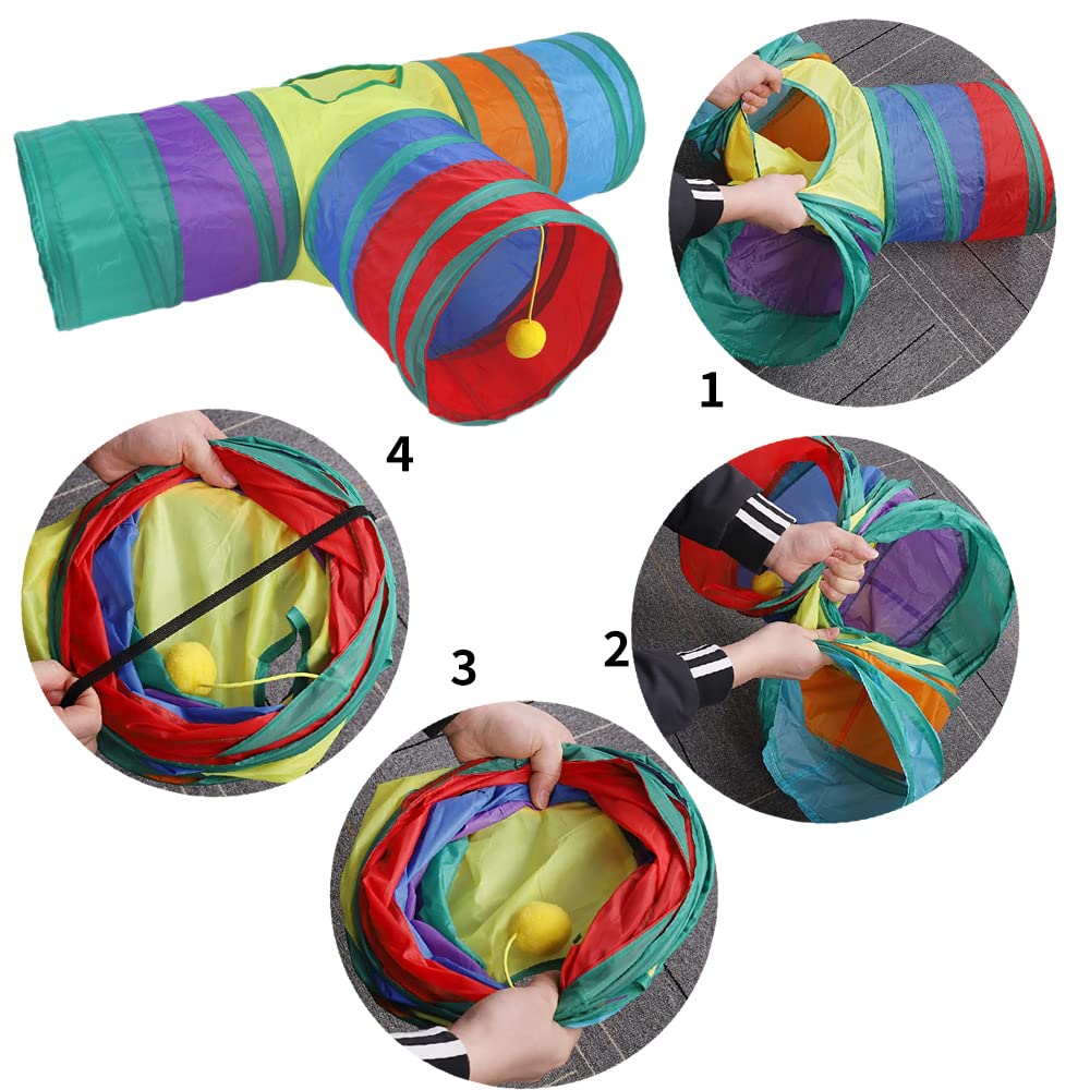 Túnel para Gatos,3 Vías Túneles Plegable,Juguete Tubo de Gatos,Gato Interactivo Juguetes para Gatitos,Cachorros,Conejos,Cobayas
